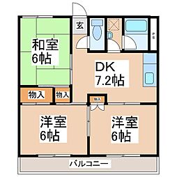 マンションあずま 3DKの間取図画像