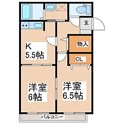 ハイランドハイツ 2階2Kの間取り