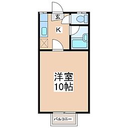 大屋ハイツ 1Kの間取図画像