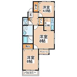 シンデンツインズ 3Kの間取図画像