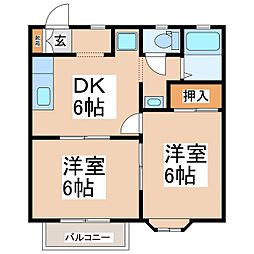 ミスズハイツ 2DKの間取図画像