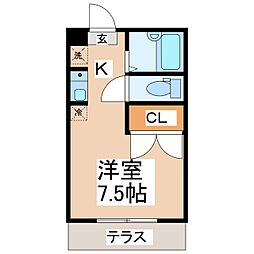 グリンイースト 1Kの間取図画像