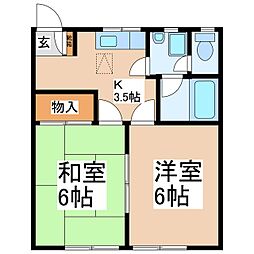 クレールあおば 2Kの間取図画像