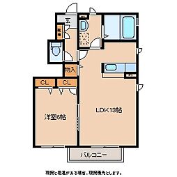 柿の木ハウス 1LDKの間取図画像