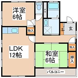 コーポ上原 2LDKの間取図画像