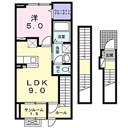 メルグランデ 1LDKの間取図画像