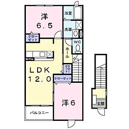 ヴィラパークヒルA 2LDKの間取図画像