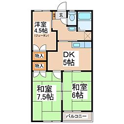 ロイヤルレジデンス六ツ暮 3DKの間取図画像