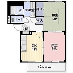 サープラスTwoリュミエール 2DKの間取図画像
