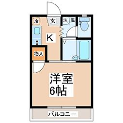 スイングN-3 1Kの間取図画像