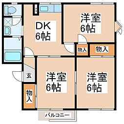 アトゥレあすかA 3DKの間取図画像