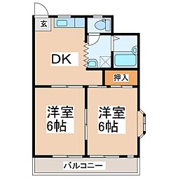 アップルハウスタケダ 2DKの間取図画像