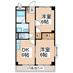 リンピアS.Y 2DKの間取図画像