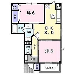 グリーンアングル 2DKの間取図画像