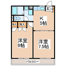 レオパレスノエル 2Kの間取図画像