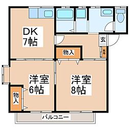 ホワイトビラIKEUCHI 2DKの間取図画像