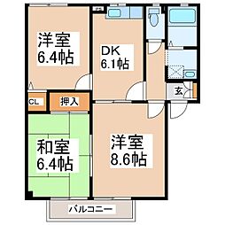 グランドディアスB 3DKの間取図画像