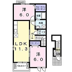 ル・ラフィーネ 2LDKの間取図画像