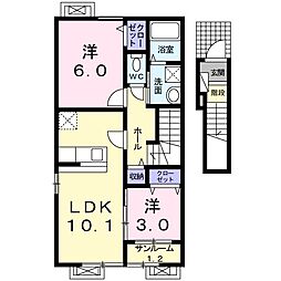 エルプラド 2LDKの間取図画像