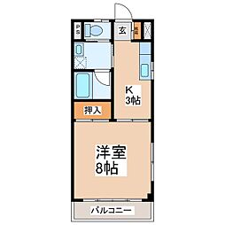 メゾン常入2 1Kの間取図画像
