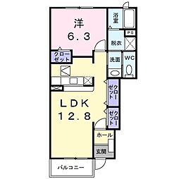 プリムローズA 1LDKの間取図画像