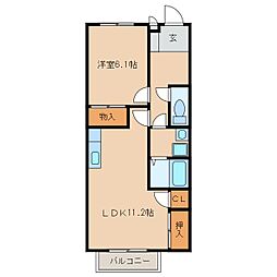 サープラス旭 2階1LDKの間取り