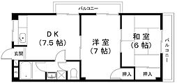マンションサン・ミッシェル 2DKの間取図画像