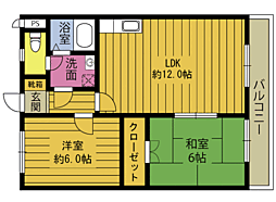 RSR三川ビル 2LDKの間取図画像