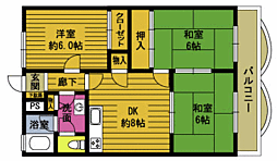 ラポール皆春 3DKの間取図画像