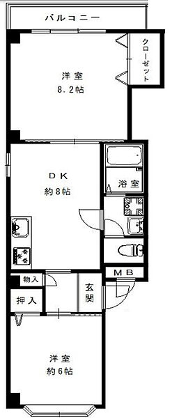 大阪府大阪市西区江戸堀2丁目(賃貸マンション2DK・2階・40.00㎡)の写真 その2