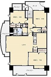 ルネ泉大津ロイヤルコート 3LDKの間取図画像