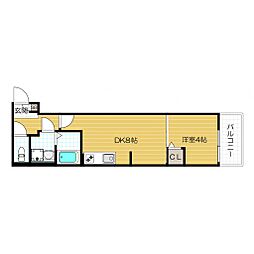 ALEGRIA鶴見区今津 1LDKの間取図画像