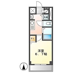 ライジングコート名古屋駅前東 8階1Kの間取り