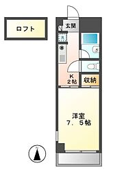 クレイタスパークII 3階1Kの間取り