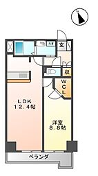 パークアクシス丸の内 13階1LDKの間取り