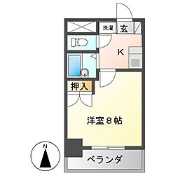 ヒルズ千種 1Kの間取図画像