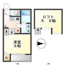 ブルーガーデン（ＢＬＵＥ　ＧＡＲＤＥＮ） 1階1Kの間取り