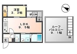 GRANDTIC平安通 2階1LDKの間取り