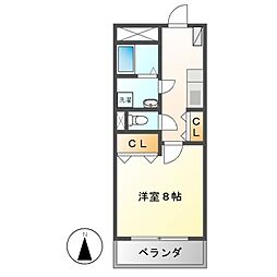 パールコート 2階1Kの間取り