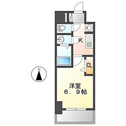 メイクスアート太閤通 1Kの間取図画像
