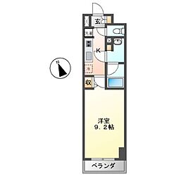 エルスタンザ徳川 11階1Kの間取り