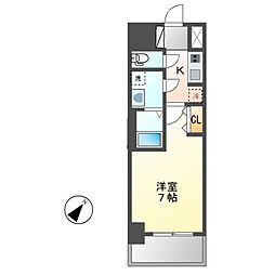 S-RESIDENCE茶屋ヶ坂 13階1Kの間取り