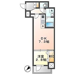 CREST TAPP東別院 1DKの間取図画像
