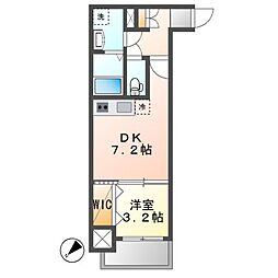 CREST TAPP東別院 15階1DKの間取り
