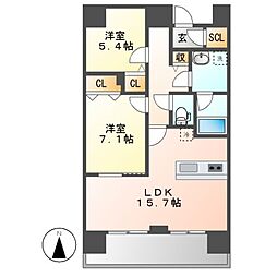 名古屋市熱田区六番2丁目マンション 2LDKの間取図画像