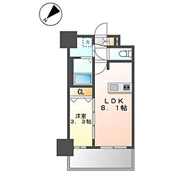 メイクスアート新栄III 14階1LDKの間取り