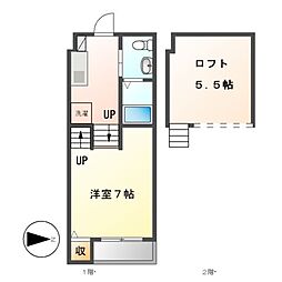 エスパス・リブレ 1Kの間取図画像