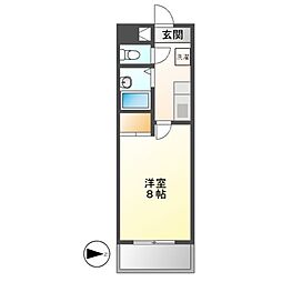 ケーエム泉 1Kの間取図画像