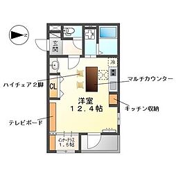 東区出来町新築マンション ワンルームの間取図画像