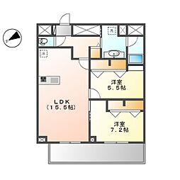 グランルクレ新栄イースト 2LDKの間取図画像